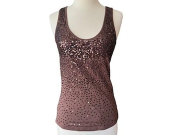 Georgiou Studio Y2K Sequin Tank Too Brown XS Fairycore Fairygrunge Party
