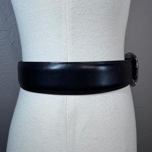 Vintage 1994 small Brighton, silver and black leather belt Goth Western Boho image 5