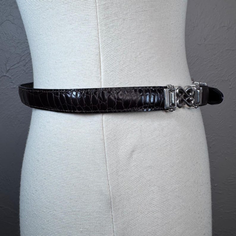 Vintage 90s Brighton reversible skinny belt- brown and black size small 28" image 6
