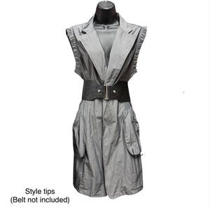 Futuristic Y2k Cyberpunk Hackers style Vest Metallic Silver Medium Women's