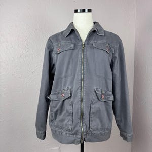 Vintage 90s/y2k Body Glove Gray Zip-Up Skater Surf Utility Jacket Men's L Bild 1