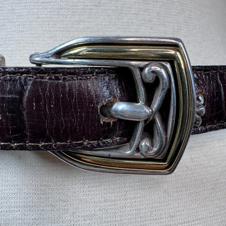 Vintage 90s Brighton reversible skinny belt- brown and black size small 28" image 3