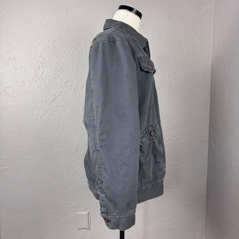 Vintage 90s/y2k Body Glove Gray Zip-Up Skater Surf Utility Jacket Men's L Bild 5