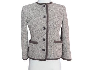 Vintage 70's Saville Women's Small Wool Boucle Brown Jacket Blazer Academia