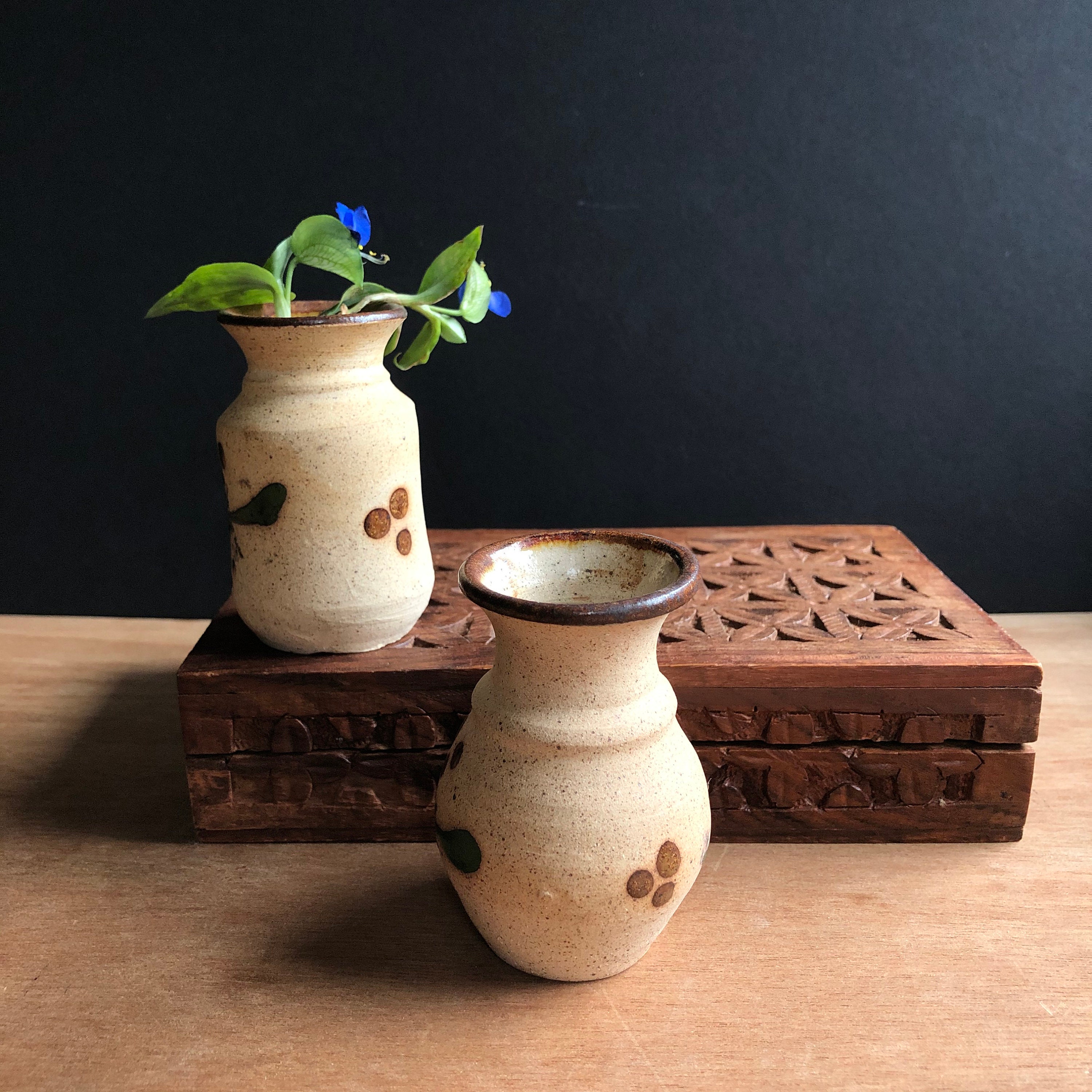 Vintage Handmade Unglazed Pottery Bud Vases set of two Etsy