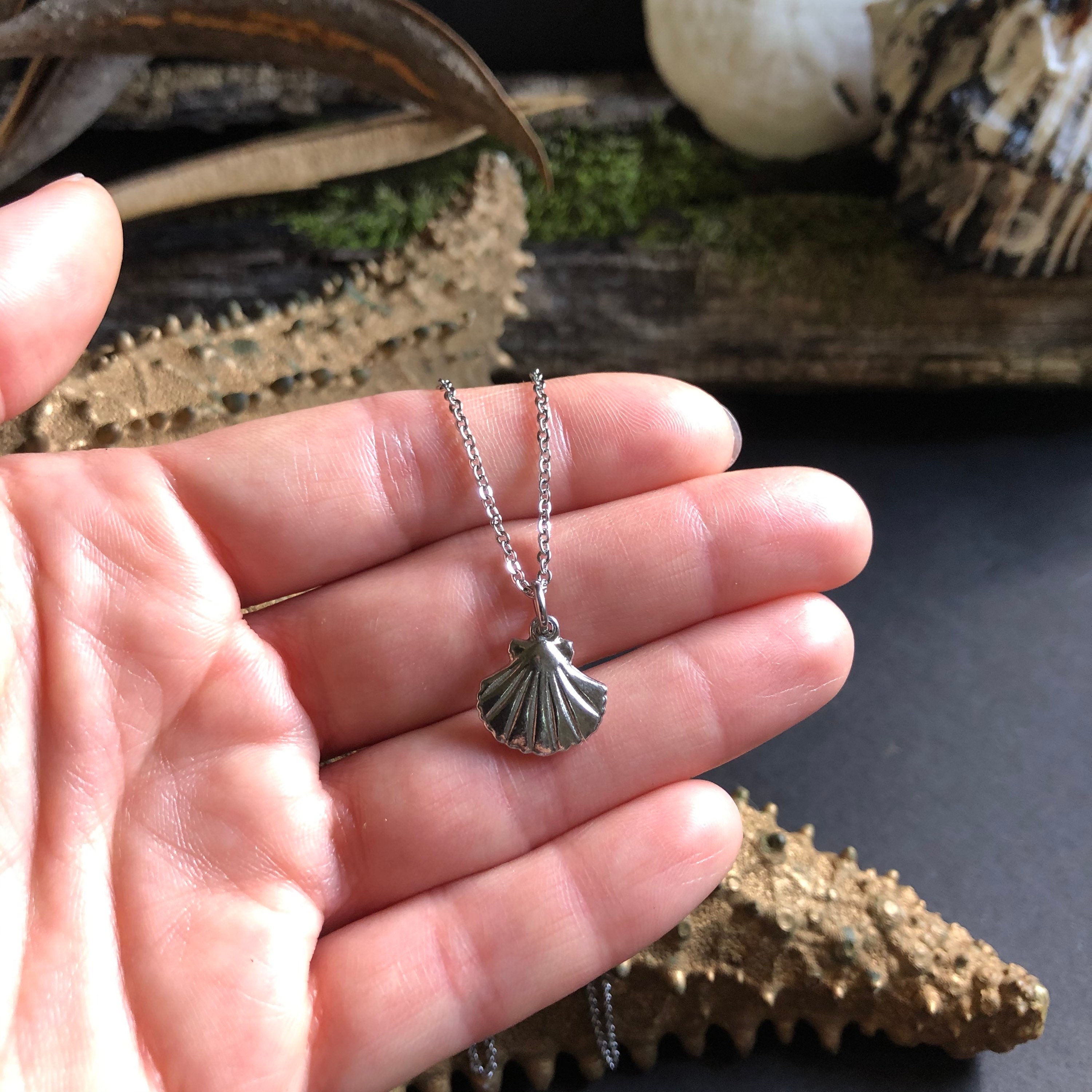 Clam Shell Necklace Seashell Necklace Stainless Steel Natural