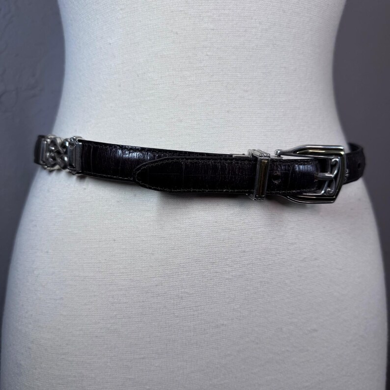 Vintage 90s Brighton reversible skinny belt- brown and black size small 28" image 2