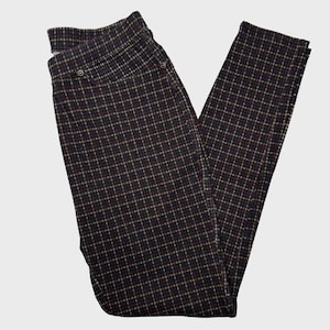 Lilly Dark Plaid Dark Academia Leggings Small Preppy Comfy Pants Skinny image 1