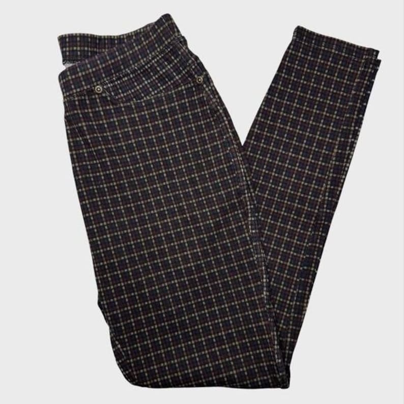 Lilly Dark Plaid Dark Academia Leggings Small Preppy Comfy Pants Skinny image 1