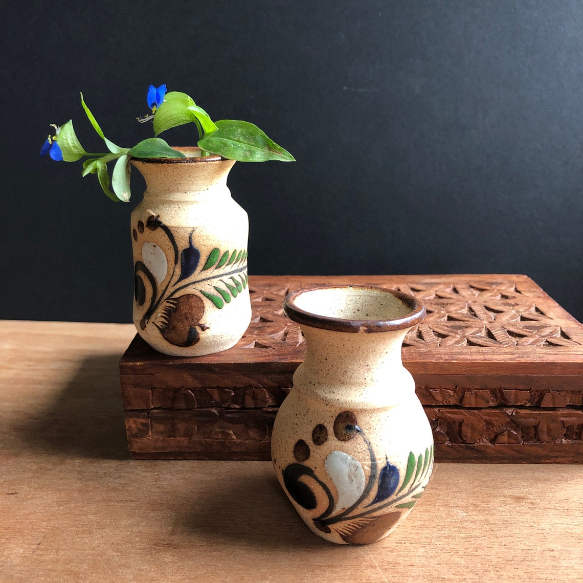 Vintage Handmade Unglazed Pottery Bud Vases set of two Etsy