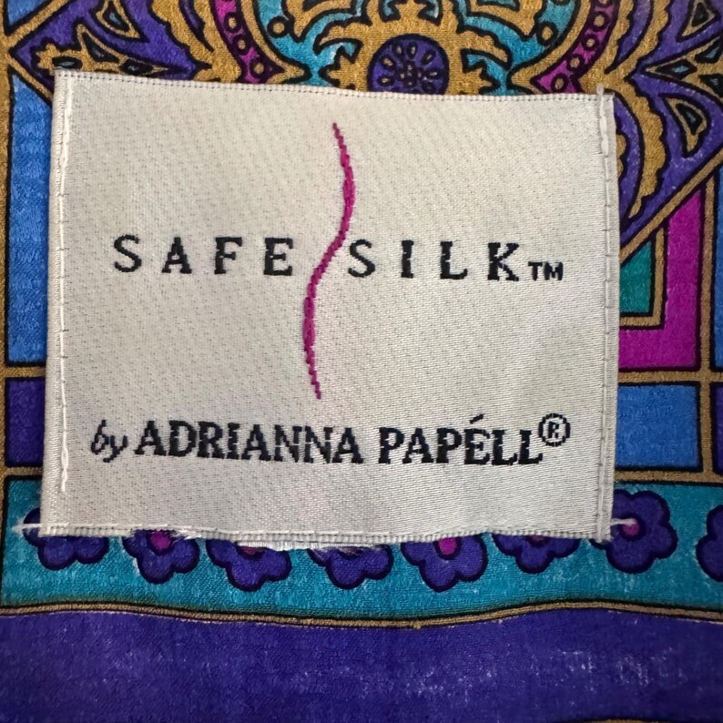 Vintage 90's Large Adrianna Papell Silk vibrant multicolored geometric blazer image 5