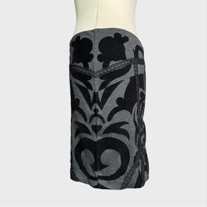 Free People Small Black Velvet Damask Stretch Mini Skirt Gothic Corporate Goth image 2