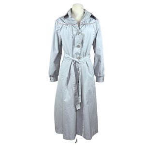Vintage 80's Women's Medium Windy Weather Gray Trench Coat Tie belt Retro