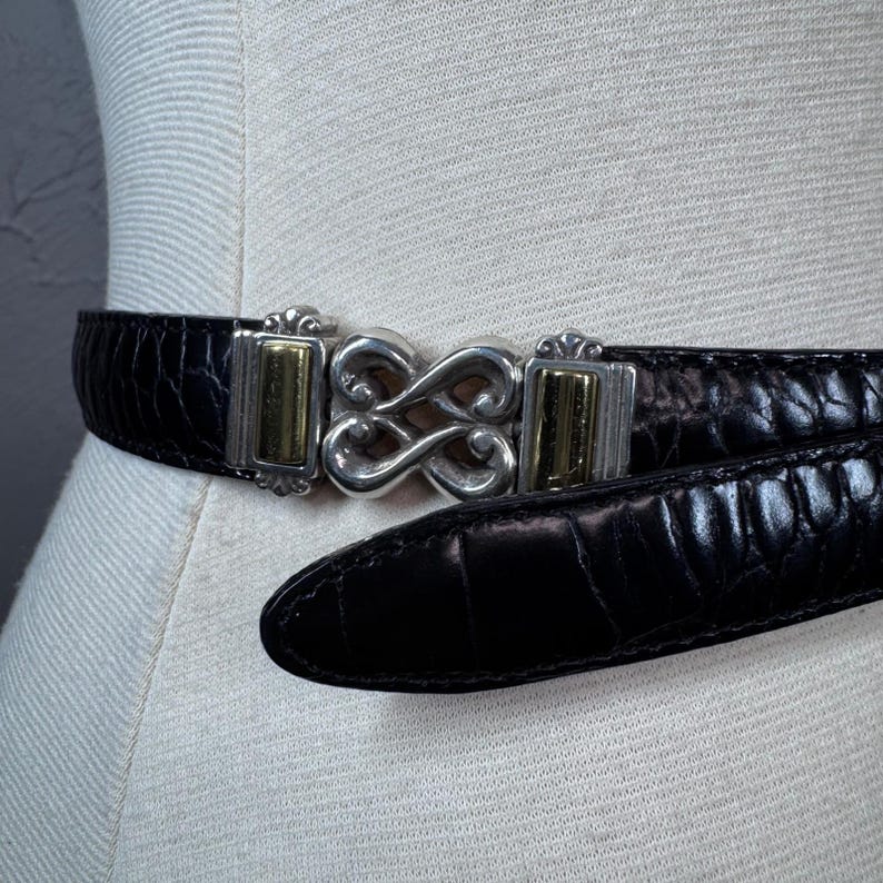 Vintage 90s Brighton reversible skinny belt- brown and black size small 28" image 10