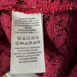 Free People Wine Burgundry Lace VNeck Lace Tunic Sm Oversized Boho Whimsigoth image 7