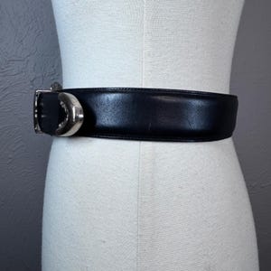Vintage 1994 small Brighton, silver and black leather belt Goth Western Boho image 4