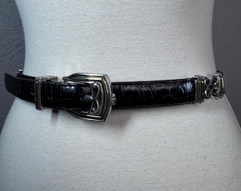 Vintage 90s Brighton reversible skinny belt- brown and black size small 28"