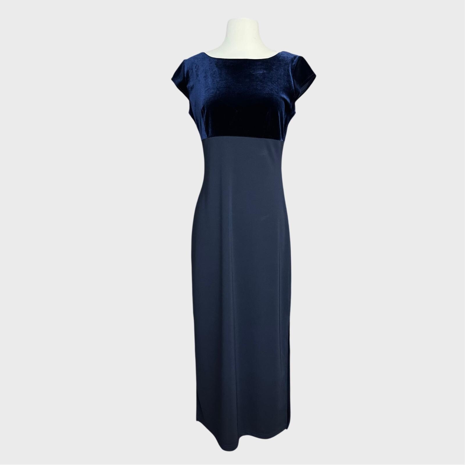 1990s blue velvet evening dress 1990s Blue Velvet Evening Dress