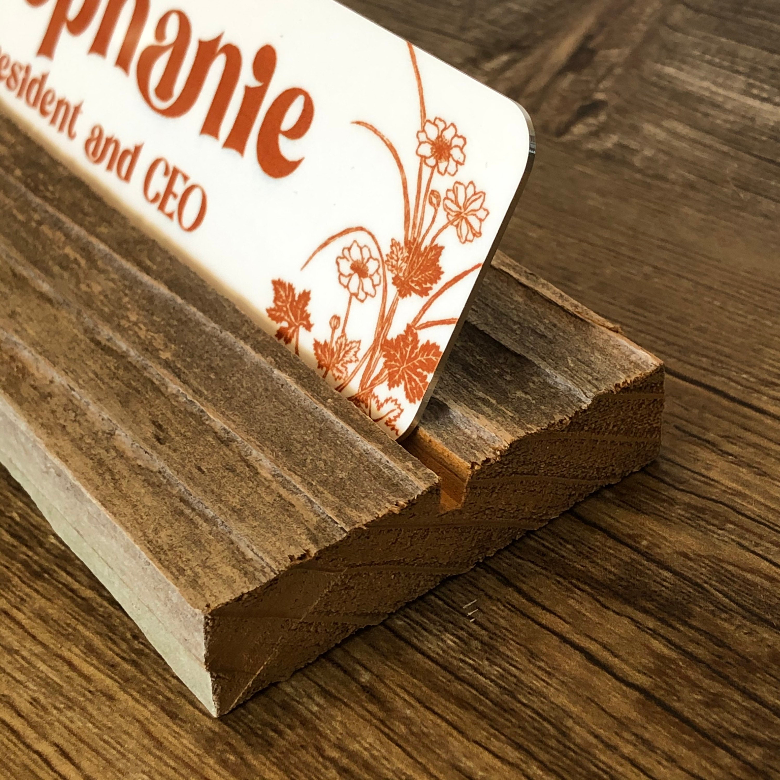 With Reclaimed Wood Base Black and White Personalized Desk Name Plate ...