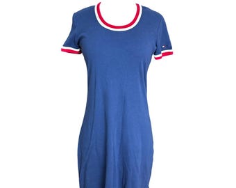 Vintage Y2k Tommy Hilfiger Stretch Cotton polo dress navy blue Preppy Sporty