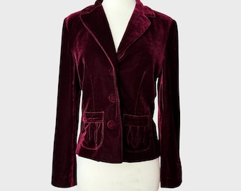 Vintage y2k Goth Small Red Velvet Blazer Corporate goth office goth whimsigoth