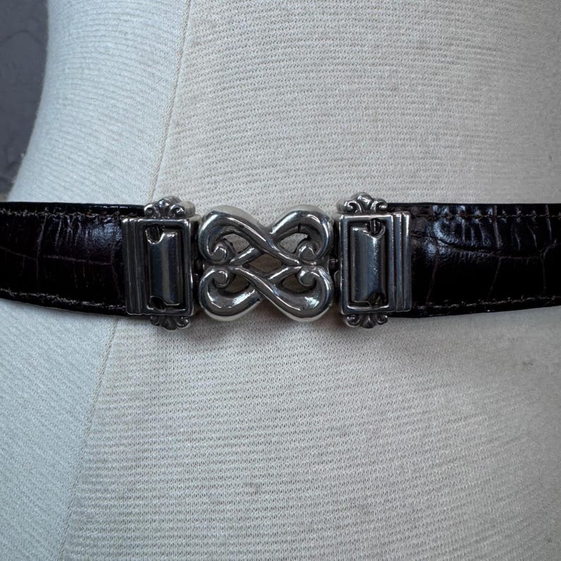 Vintage 90s Brighton reversible skinny belt- brown and black size small 28" image 4