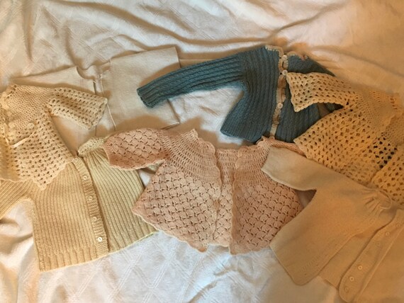 6 vintage baby sweaters