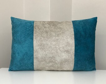 Blue decorative pillow case, throw pillow, design pillow, 12X20 pillow, vintage look patterned, lumbar, blue pillow,luxury decorative pillow