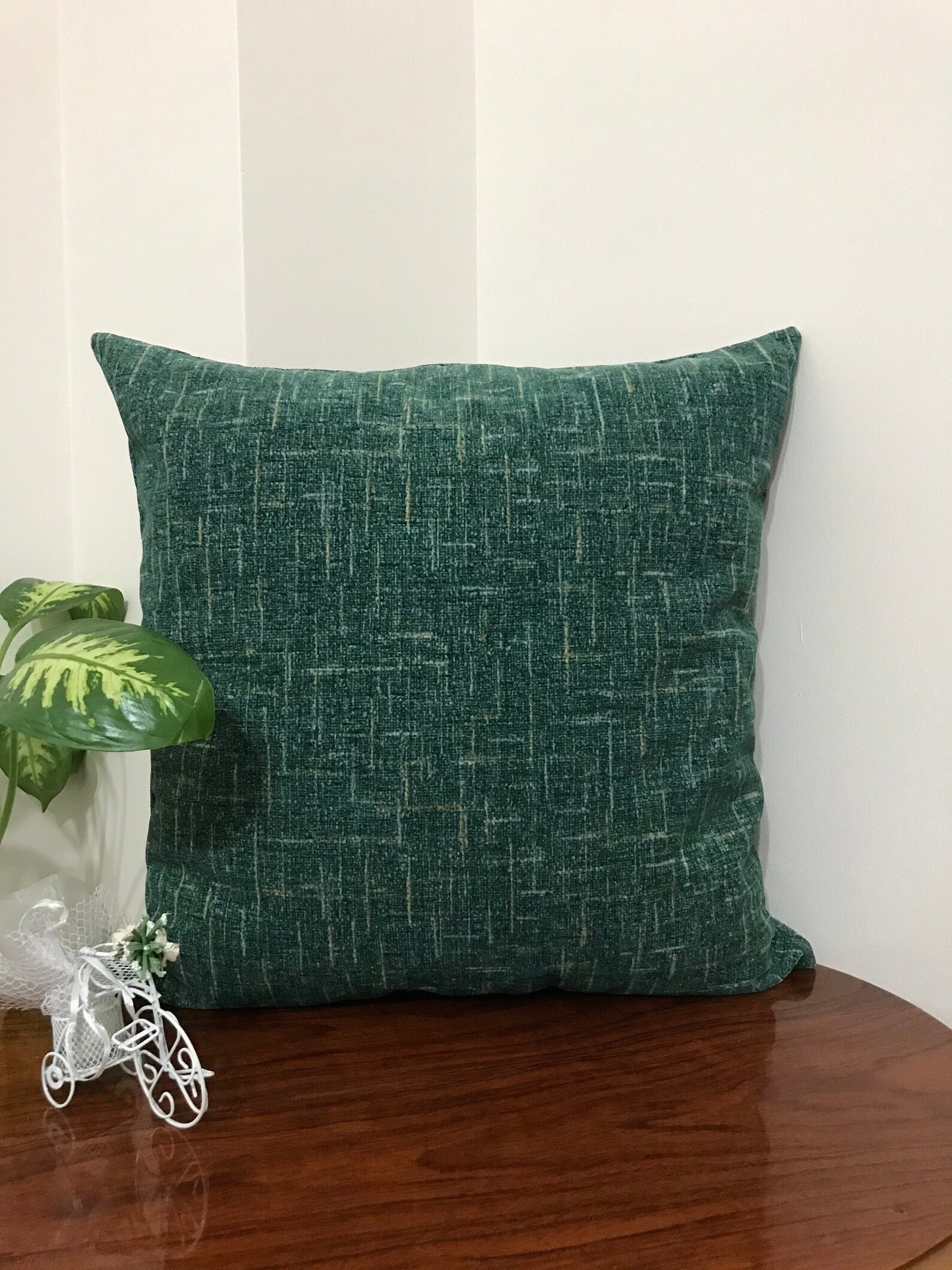 Green chenille pillow chenille pillow cover green decorative Etsy
