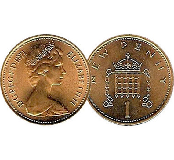 1971 Uncirculated 1 New Penny Elizabeth II 2nd Portrait United 