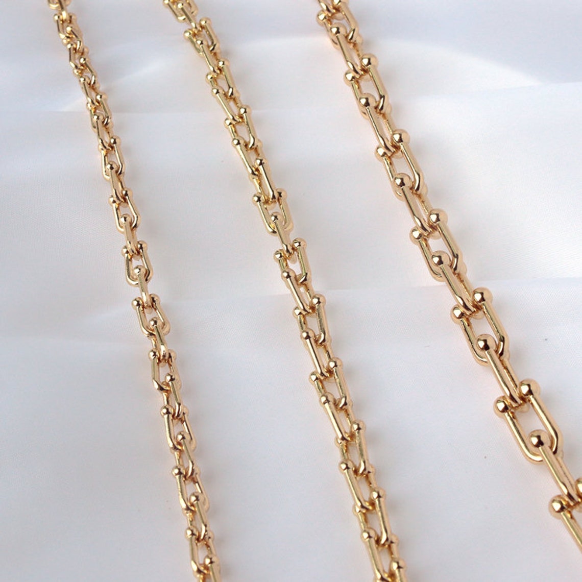 14K Gold Chain U Shape Link Chain Shiny Cable Chain Necklace - Etsy