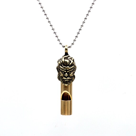 Retro Copper Whistle Brass Dragon Head Whistle Outdoor Survival