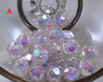 Perles rondes acryliques de haute qualité Plastique Petites perles arc-en-ciel Bracelet Perles Collier Perles colorées Perles multicolores Bijoux Fabrication rose