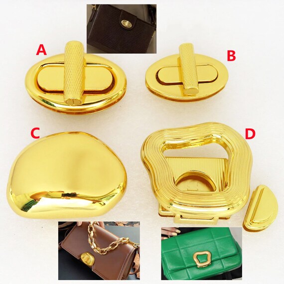 High Quality Purse Hardware Purse DIY Making Purse Lock Fashion Bag Lock  Twist Turn Lock Purse Closures Purse Accessories Golden Bag Lock 