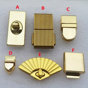 Fan Shaped Lock Clip For Women's Bag Stripe Semicircular Rectangular Small Button Accessories Lock Catch Twist Lock Gilt Gold Purse Lock