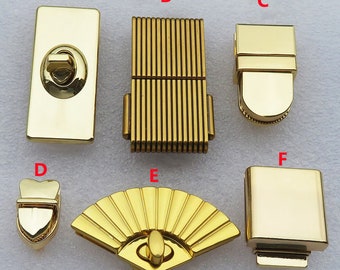 Fan Shaped Lock Clip For Women's Bag Stripe Semicircular Rectangular Small Button Accessories Lock Catch Twist Lock Gilt Gold Purse Lock