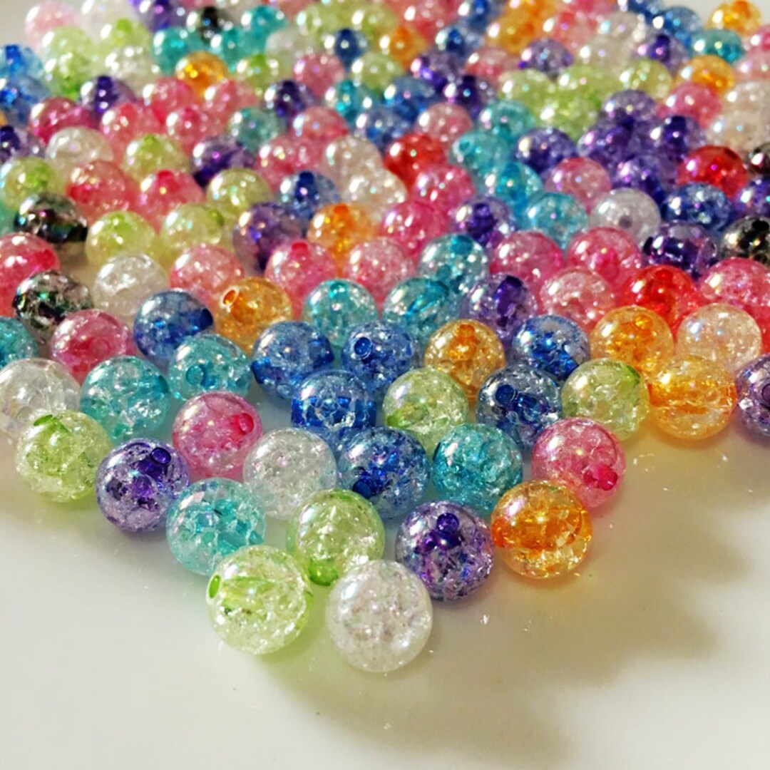 8mm Crack Glass Beads Pretty Round Handcrafted Crack Beads multiple colored  beads Assortment Set for Jewelry Making B