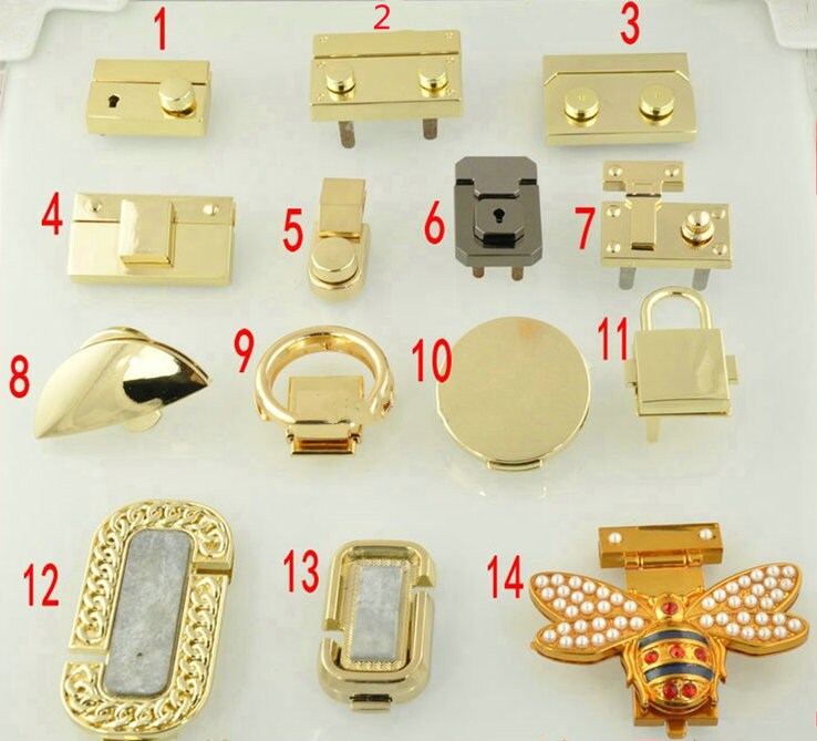 High Quality Handbag Buckle Handbag Accessories Handbag Hardware DIY Lock  For Mini Bag Light Golden Metal Lock Replacement Lock Wholesale