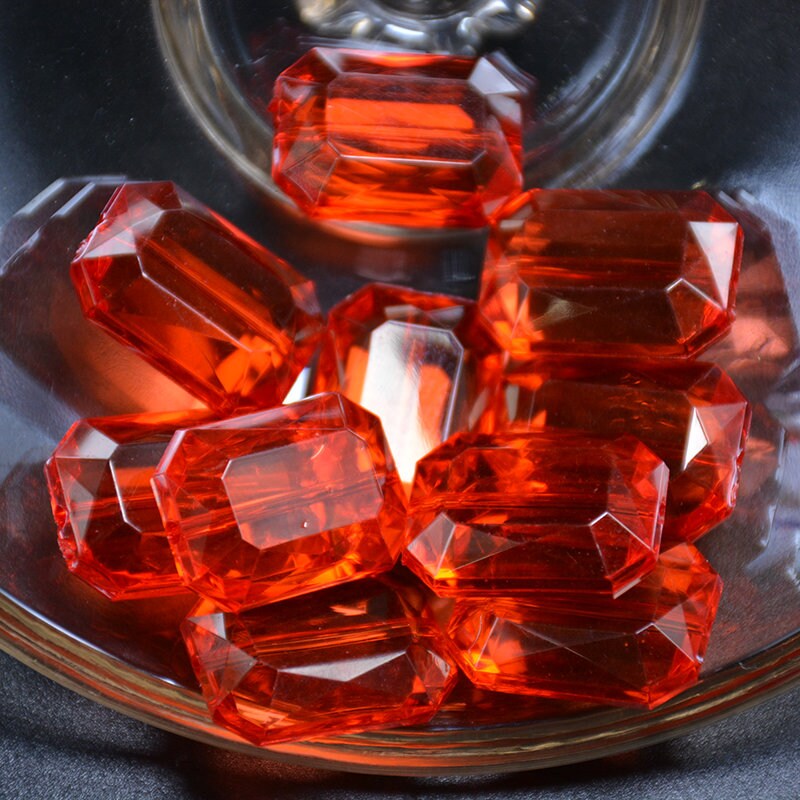High Quality Acrylic Beads Handmade DIY Gem Beads Plastic Red Etsy UK
