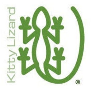 May include: Green line drawing of a lizard with a curled tail. The lizard is facing right and has four legs. The drawing is on a white background.