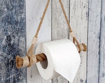 Toilet paper holder, Jute and cotton, Rope Toilet Roll Holder, Nautical Decor, Bathroom decor, Housewarming gift