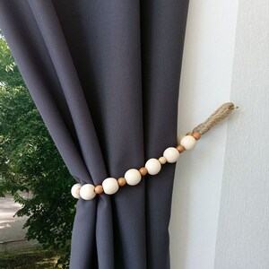 2x Curtain tieback, 2pc set, Wooden beads curtain tie back, Nautical decor, Housewarming gift, Natural décor, Living room decor, Beads Decor