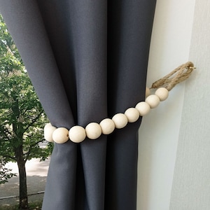 2x Curtain tieback, 2 set, Wooden beads curtain tie back, Nautical decor, Housewarming gift, Natural décor, Living room decor, Beads Decor