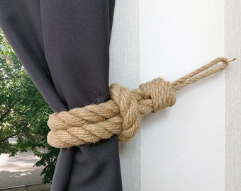 Curtain tieback, Rope curtain tie back, Jute curtain holdback, Nautical decor, Housewarming gift, Natural décor, Living room