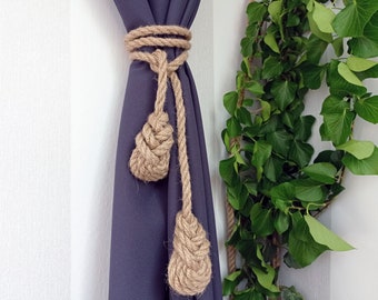 Curtain tieback, Rope curtain tie back, curtain holdback, Nautical decor, Housewarming gift, Natural décor, Living room decor