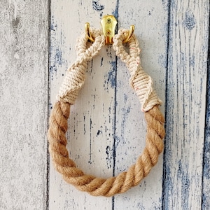 Jute Rope Toilet Paper Holder: White Macrame Nautical Decor