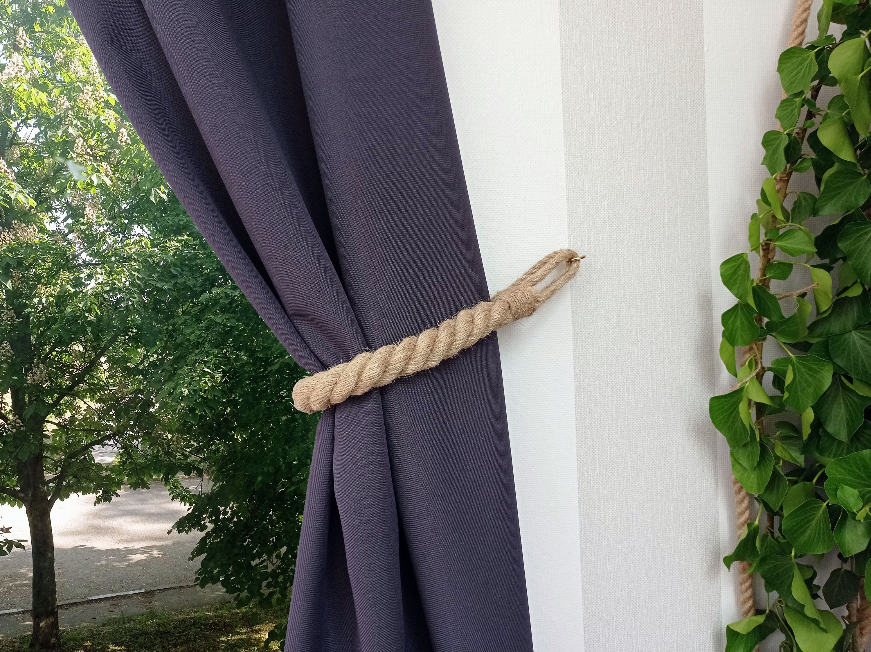 Set of 2 Curtain tieback Rope curtain tie back Jute curtain Etsy