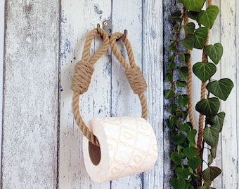 SUZEYEN Twine Toilettenpapierhalter – Rustikaler Wandhalter Aus Jute, 50 Cm, Mit Edelstahl-Clips
