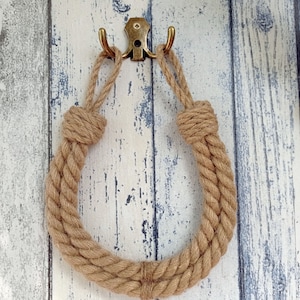 Toilet paper holder, Double straight rope toilet roll holder, Jute tp holder, Nautical Decor, Bathroom deco, Natural decor