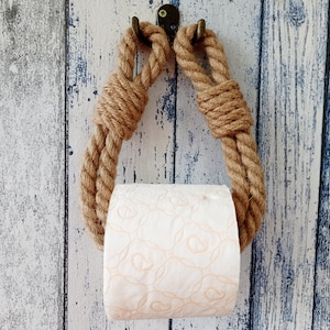 Suporte para papel higiênico, Suporte para rolo de papel higiênico de corda dupla reta, Suporte para papel higiênico de juta, Decoração náutica, Decoração de banheiro, Decoração natural